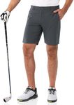 33,000ft Men's Golf Shorts 9" Dry Fit Stretch Golf Short UPF 50+ Lightweight Flat Front 4-Way Stretch Bermuda Shorts Breathable Shorts with 4 Pockets and Tee holders, Grey 42W x 9L