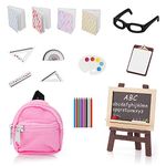 Cobee 22 PCS Miniature Doll School Supplies, 1:12 Dollhouse Mini School Set Doll Miniature Book Backpack Blackboard Clipboard Rulers Crayon Playset Doll House School Accessories