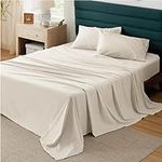 Bedsure 100% Cotton Sheets - Soft Percale Sheets, 4 Pieces Sheet Set, Breathable Cooling Sheets, Cotton Bed Sheets with Deep Pocket Up to 16", Bedding Sheets & Pillowcases