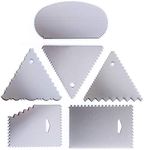 First Try 6 PCS Cake Scraper Smoother Set, Stainless Steel Side Comb and Icing Smoother Set, Butter Cream Cake Edge Decorating Tools