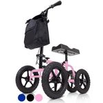 Vive Mobility Knee Walker (All Terrain) - 12 Inch Steerable Scooter for Broken Leg, Foot, Ankle Injuries - Kneeling Quad Roller Cart - Orthopedic Seat Pad for Adult and Elderly (Pink)