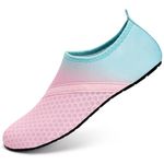 Barefoot Water Shoes Aqua Spotrs Socks Quick-Dry Beach Swim Snorkeling Surf Diving Pool Yoga Shoes for Mens Womens (04 Pink Blue, 6/7UK)