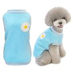 Dog Sweater Dog Clothes Fleece Dog Woolen Sweater Winter Warm Sweat Shirt Flower Pajamas Fleece Sweater for Small Dog Medium Dog Cat Light Blue XL