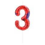 Spider Birthday Candle, Red Blue Spider Candle Number Candle Spider Web Candle Spider Birthday Decorations for Boys Girls Birthday Cake Party Supplies (3)