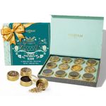 VAHDAM Bloom Luxury Tea Gift Set | 12 Premium Loose Leaf Teas in Gold Tin Caddies | Black, Green, Chai & Herbal | Corporate Gifting, Birthday & Diwali Gift | Gift for Women & Men