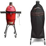 Kamado Joe KJ23RHC Classic II Charcoal Grill, Blaze Red & KJ-GC23BWFS Classic Joe Cover Grill, Black, 52.0 in*49.0 in*49.0 in