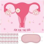 38 Pieces Aim for The Egg Fun Party Game Funny Baby Shower Games Uterus Poster with Blindfolds and Stickers for Bridal Shower Baby Shower Games Supplies