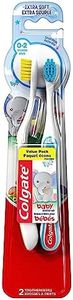 Colgate Kids My First Toothbrush for Baby, Ages 0-2, Extra Soft, 2 Pack, White