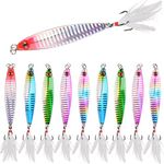 Lead Fishing Spoons Metal Long Casting Jigging Lure Crankbait Spinning Fishing Jigs with Treble Hooks Feather for Saltwater Fishing 10PCS 0.49oz~1.41oz