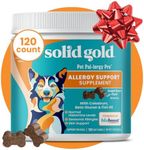 Solid Gold Dog Allergy Chews - Itch Relief with Wild Alaskan Salmon Oil, Colostrum & Beta Glucan - Anti-Itch for Seasonal Allergies - Bacon Flavor - 120 Count