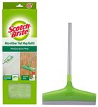 Scotch-Brite Flat Mop Refill & Bathroom Squeegee Plastic Wiper with Telescopic Handle (30 Cm, Green)