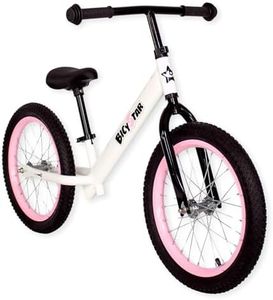 bicystar 16 Inch Balance Bike, Toddler Bicycle Ages 5-8, Air Tires, No Pedals Push Bike, Toddler Outdoor Toy Bike for Kids, Boys Girls, White