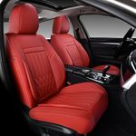 KEYOOG Universal 2-Seater Waterproof Breathable Nappa Leather Car Seat Covers Full Set, Fit for Front Seats, Compatible with Dodge Journey, Toyota Yaris, Honda Pilot HR-V City, Fit Most Sedans SUV Red