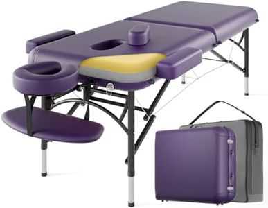 DOVANS Professional Massage Table Portable 2 Fold Premium Memory Foam Aluminium Leg Hold Up to 1100LBS 8 Heights Adjustable with Carrying Bag Violet