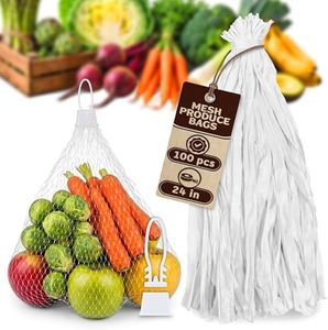 Mesh Bags Drawstring Reusable Produce Bags - 100Pcs Grocery Fruit Bags Mesh Net Bag Reusable Mesh Produce Bags - Mesh Bags for Storage Mesh Netting - White Small Mesh Gift Bags Reusable Mesh Bags