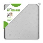 Coomazy Dog Food Mat Silicone Dog Bowl Mat for Dogs and Cats Waterproof Dog Feeding Mat Non Slip Dog Food Mat for Floors(S: 11.8x11.8in, Grey)