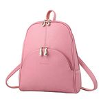 Nevenka Brand Women Bags Backpack PU Leather Zipper Bags Women Casual Backpacks Shoulder Bag Book Bags (Pink)