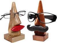 dg DESI GEN Handmade Wooden Home Decorative Nose Shaped Sunglasses/Spectacle Eyeglass Holder Display Stand (Him & Her)