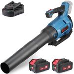 Enhulk Leaf Blower Cordless, 430 CFM Max Electric Jet Blower with Powered Brushless Motor, 2PCS 20V 4.0Ah Battery & Fast Charger, High/Low-Speed Handheld Blowers for Lawn Care Yard Work