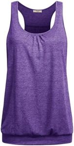 Miusey Womens Sleeveless Round Neck Loose Fit Racerback Yoga Tank Top (Deep Purple,XX-Large)