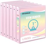6 Pack Pink 1 Inch 3 Ring Binders with Clear Cover - Cute Binder for School Girls, PVC-Free, Holds 8.5x11 Paper, for Women, Office & School Supplies (6 Count)