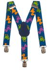 Olata Children’s Elasticated Dinosaur Design Y-Shape Braces/Suspenders (1-5 Years) - 2.5cm. Dark Blue