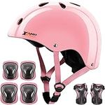 Kids Helmet Toddler Bike Helmet with Protective Gear Set Knee Pads Elbow Pads Wrist Pads for Skateboard Bike Scooter Inline Skates CPSC ASTM CE Certified (M(8-13years old), pink)