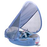 HECCEI Baby Swim Float with Canopy, Non-Inflatable Solid Baby Float, Upgrade Soft Waterproof Skin-Friendly Leather Material Infant Swim Float for Boys and Girls Infant/Baby/Toddler (Special Edition)