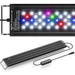 SEAOURA Led Aquarium Light for Plants-Full Spectrum Fish Tank Light with Timer Auto On/Off, Adjustable Brightness, White Blue Red Green Pink LEDs with Extendable Brackets for Freshwater (46-60cm)