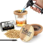 THOUSAND OAKS BARREL Foghat Cocktail Smoker Kit - Bourbon Barrel Oak Fuel Wood Shavings & Smoking Torch | Infuse Cocktails, Whiskey, Cheese & Meats