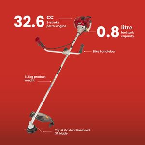 Mountfield MB33D Petrol Brushcutter, 43cm – 32.6cc, Bike Handle, Double Harness