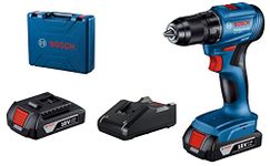 Bosch Professional GSR 185-Li Cordless Drill Driver, 50 Nm, 13mm Chuck, Brushless Motor with 2 x GBA 18V 2.0Ah Battery, 1 x GAL 18V-40 Charger & Carrying Case