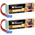 3S Lipo Battery 5200mAh, 2 Packs 11.1V RC Lipo Battery 80C Soft Case with EC5 Connector Compatible with Arrma Axial Traxxass Slashh RC Car Truck Vehicle Tank Buggy Truggy Boat Drone Models