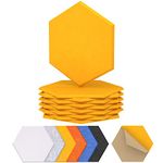 12 Pack Self-adhesive Hexagon Acoustic Panels, TONOR 30x26x0,9cm High Density Sound Proof Panels for Walls, Sound Deadening Insulation Treatment Foam Panel for Recording Studio, Office, Home Yellow