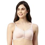 Enamor AB75 M Frame No Bounce Full Support Cotton Bra for Women - Non-Padded Non-Wired & Full Coverage with Cooling Fabric(AB75-Pearl-34D) Pink