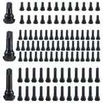 AuInLand Tire Valve Stem, 100 PCS Rubber Snap-in Tire Valve Stems with Brass Valve Cores (25 PCS TR412 + 50 PCS TR413 + 25 PCS TR414), Auto Car Tubeless Tires Replacement Accessories