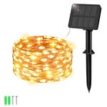 Etopgo Solar String Lights Outdoor Garden, 5M50LED Solar Powered Fairy Lights Waterproof,8 Modes Copper Wire Solar Decoration Lights for Tree,Patio, Garden,Yard,Home,Wedding,Party