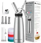 Otis Classic 304 Stainless Steel Whipped Cream Dispenser, 500ml w/ 3 Decorating Nozzles 4 Injector Tips and 6 Colored Grips - Commercial Grade Quality Made of Food Grade Stainless Steel for Home Chef