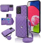 Elisorli Compatible with Samsung Galaxy A52/A52S 5G Wallet Cover with Crossbody Shoulder Strap and Stand Leather Credit Card Holder Cell Phone Cover for Glaxay A 52 S 4G G5 Gaxaly 52A S52 52S Purple