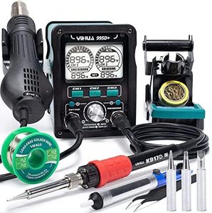 YIHUA 995D+ EVO Soldering Hot Air Station Kit 2-IN-1 110W Soldering Iron with LCD Display, Power Meter, Preset Channels, Sleep Mode, °C-°F Conversion, Automatic Shutdown Functions