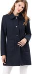 Allegra K Women's Turn Down Collar Single Breasted Winter Outwear Trench Coat Blue Large