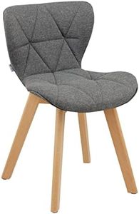 Baroni Home Sedia da Pranzo o Ufficio con Gambe in Legno, Sedia Ergonomica con Schienale e Cuscino Imbottito, 42x42x74 cm, Grigio, 1 Pezzo
