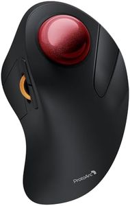 ProtoArc Wireless Bluetooth Trackball Mouse, EM03 NL Ergonomic Rollerball Mouse Rechargeable Computer Mice, 3 Device Connection, Compatible with PC, iPad, Mac, Windows-Red Ball