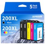 ZIPRINT 200 Ink Cartridge Remanufactured Ink Cartridge Replacement for Epson 200XL T200XL for XP-410 WF-2540 WF-2530 XP-310 XP-400 Printer (2 Black, 1 Cyan, 1Magenta, 1 Yellow) 200XL Ink Combo Pack