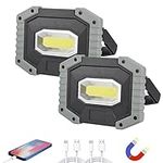 OTYTY Work Light Rechargeable, LED Work Light Portable Flood Lights Magnetic LED Light for Outdoor Camping Hiking Emergency Car Repairing Job Site Lighting 2 Pack (W841 Grey)