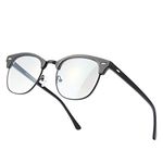 Kimorn Blue Light Blocking Glasses Semi Rimless Eyewear For Women Men Anti Eyestrain Blue Ray Filter Lens KS052CA (Glossy Black Frame/Anti-blue Light Lens)