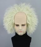 Topcosplay Cosplay Mad Scientist Wig Short Bald Wig Men's Costume Halloween Fancy Dress Wigs (Fluorescent Green)