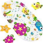 Bath Mat,Cartoon Non Slip Bathtub Mat for Kids, Non-Slip Bath Shower Mat Massage Mat Floor Tub Mats for Toddlers Children Baby with Strong Suction Cups (Sea Animals A)