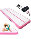 RISINGUKST Air Gymnastics Track Tumbling Mat Inflatable, 6.6ft 10ft 13ft 16ft 20ft Training Mats 4/8 Inch Thickness, Air Roller Air Barrel (Pink, 500 * 100 * 20cm)