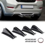 GEARZAAR 4-Pack Car Rear Bumper Spoiler, Universal Curved Shape Rear bumper Diffuser Lip Spoiler Shark Fin Double Wings Trim Covers Decoration Set Lip Splitter, Auto Accessory, Carbon Fiber